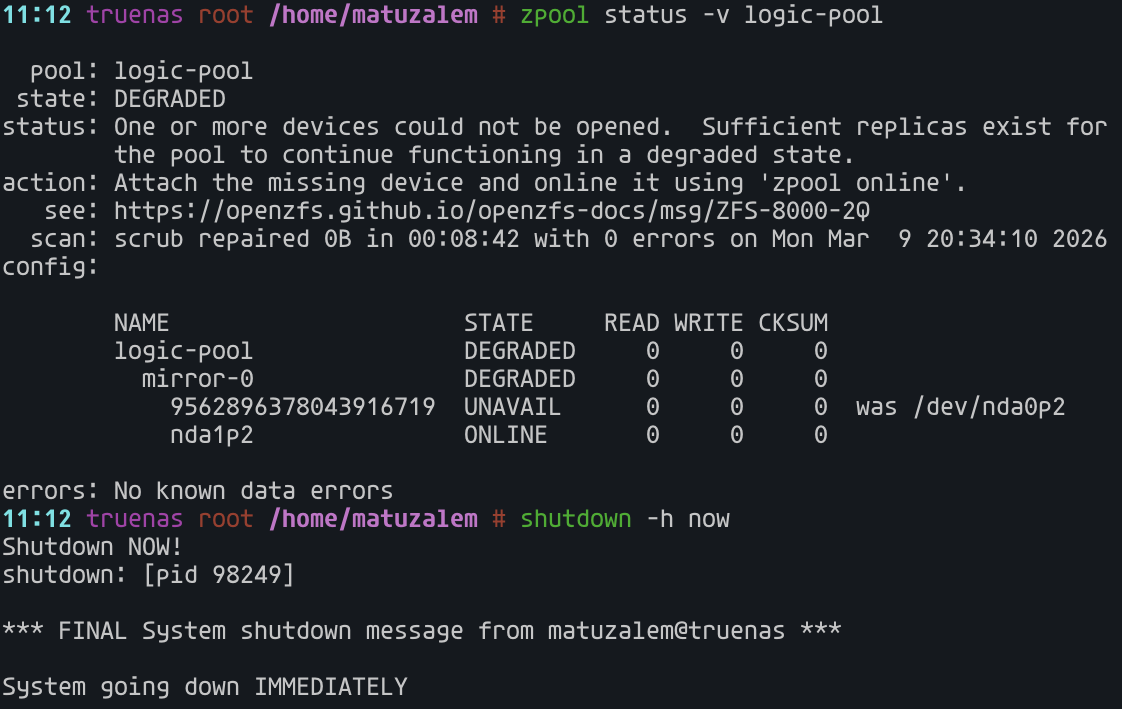 Pool degraded after the swapped drive was not seated correctly in the top slot